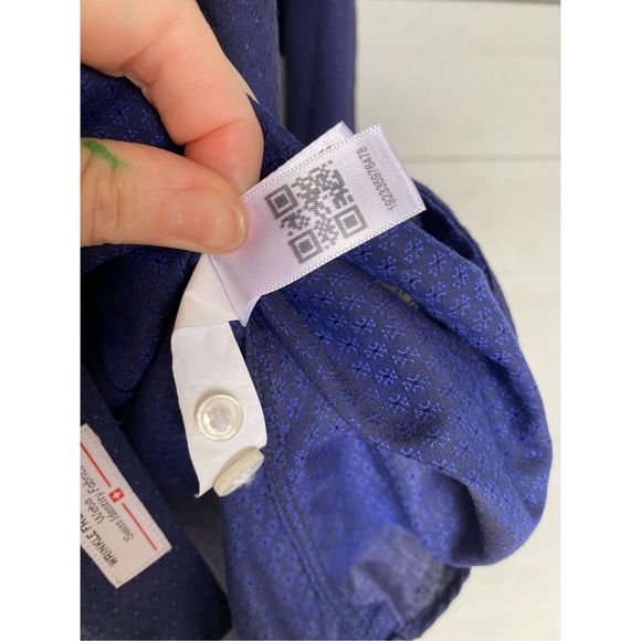 Bonobos Swiss Co. Slim Fit Dark Blue Dot Button-Up Shirt, Men's Size 16.5/ 34 - Picture 9 of 12